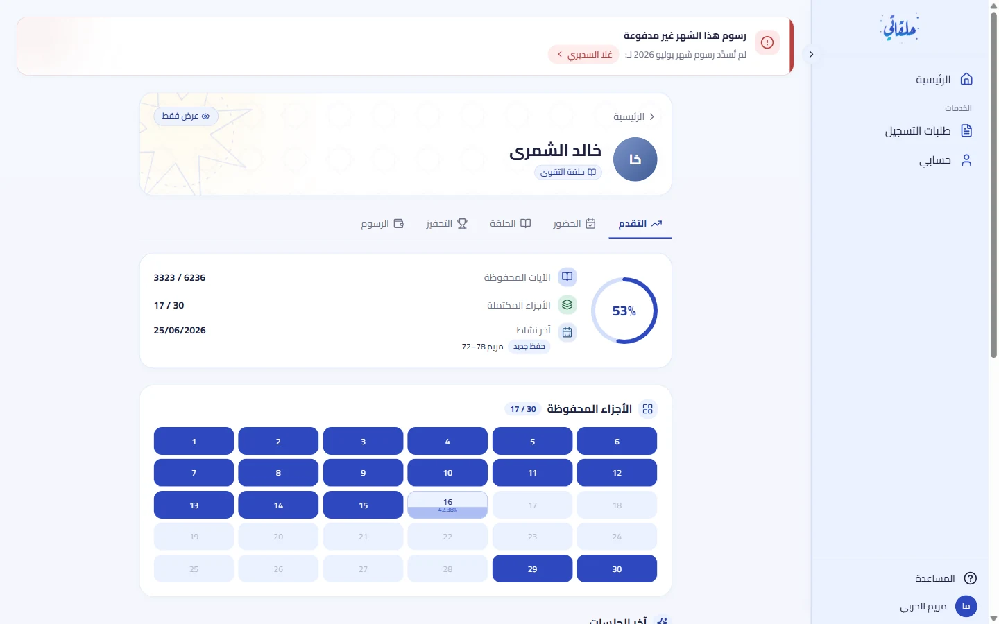 تفاصيل الابن: التقدّم والحضور والحلقة والتحفيز